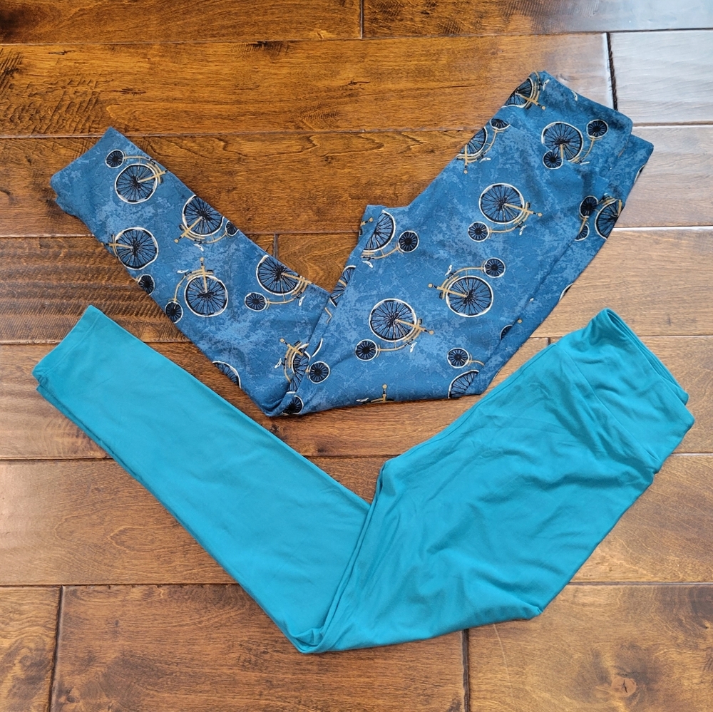 NWOT LulaRoe Leggings One Size Bundle of 2 Bicycle